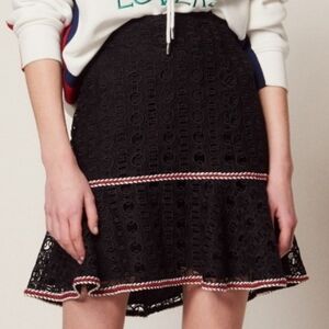 SANDRO PARIS LACE BLACK MINI SKIRT SIZE S